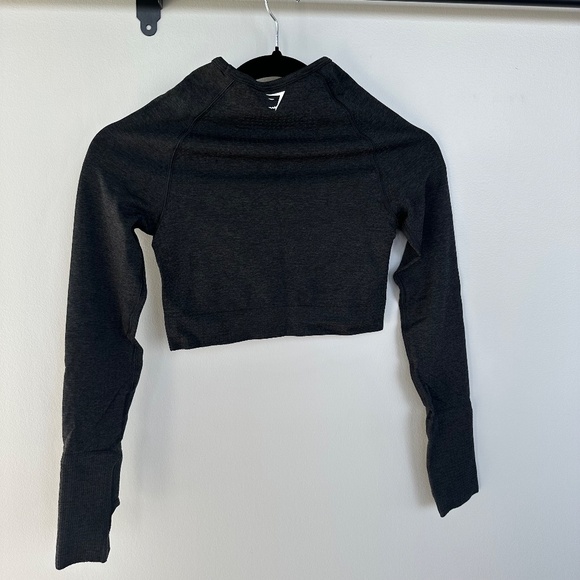 Gymshark Vital Seamless Long Sleeve Black Crop Top (XS) - Picture 2 of 2
